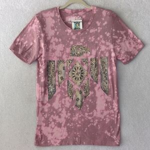 One24 Rags Womens Acid Wash Pink Western Eagle‎ Graphic T Shirt Size S
